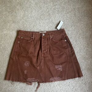 Brown We The Free Jean Skirt